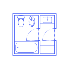 Layouts Bathrooms Full Split Bidet 2 Wall Facing Blueprint Style Svg Vector, Free Vectors File
